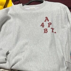 Gray Sweatshirt with Red Lettering